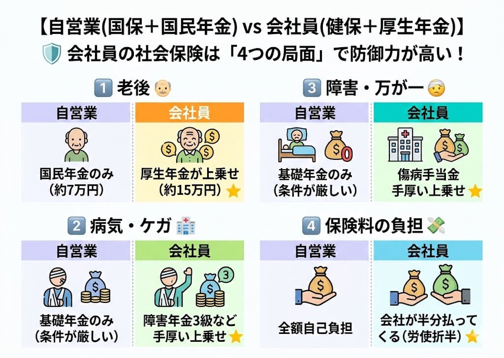 会社員の社会保険は「防御力」が最強