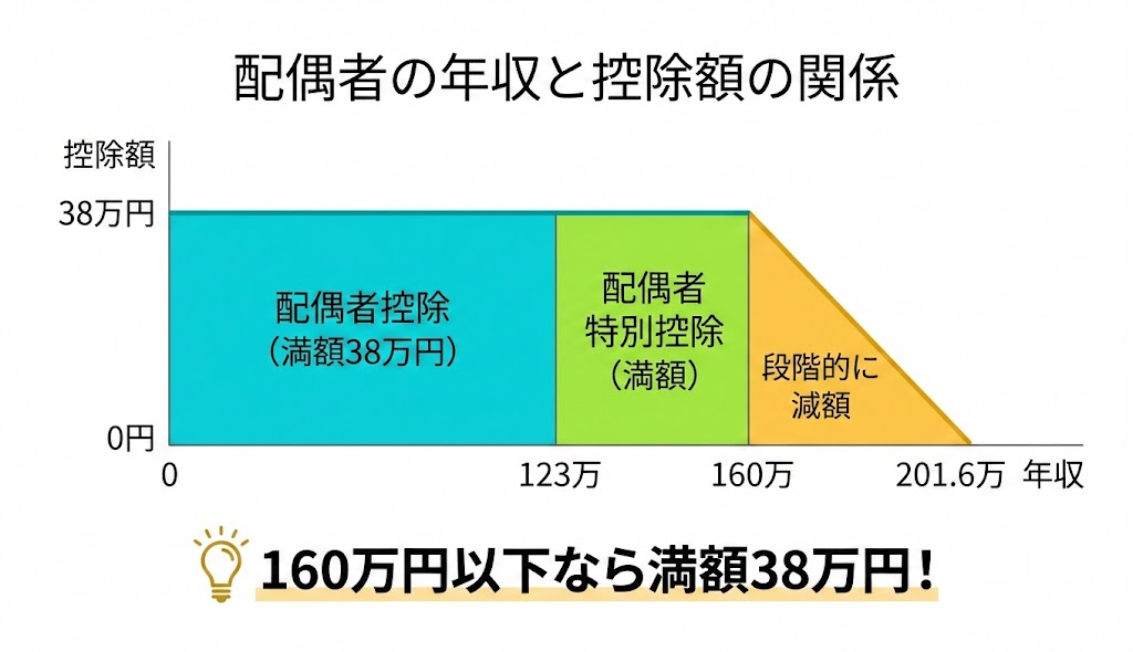 配偶者の年収と控除額の関係図