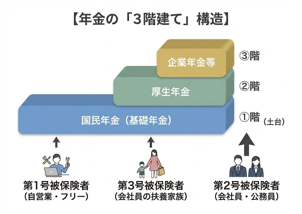 自分が加入している年金はどこまで?(3階建て構造)