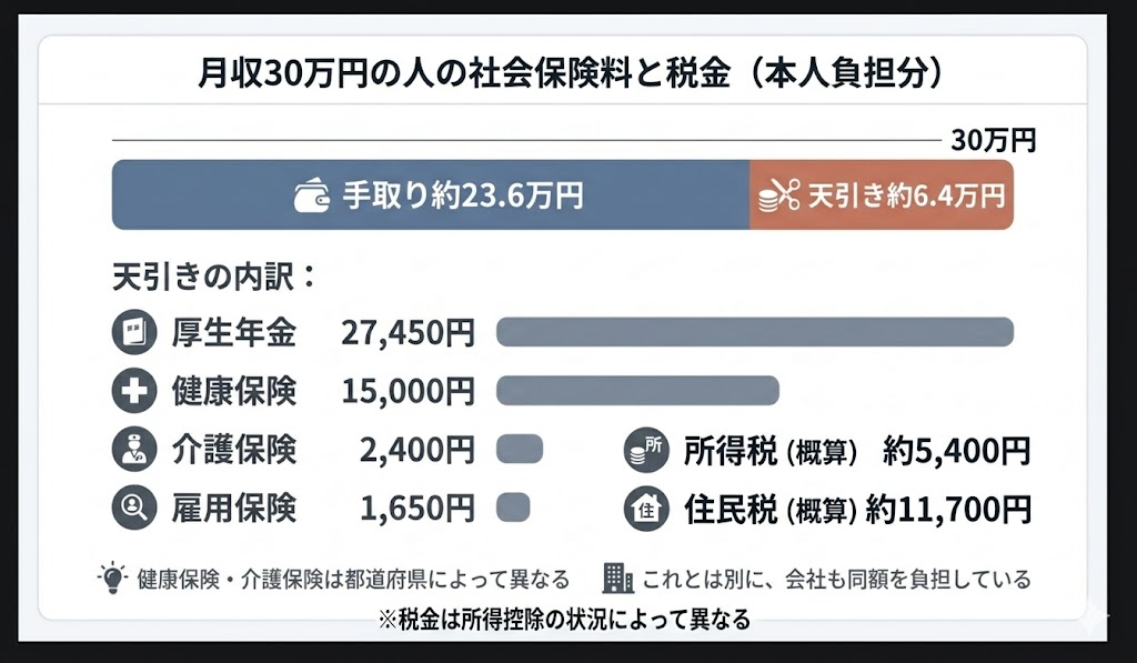 給与から引かれる社会保険料の内訳