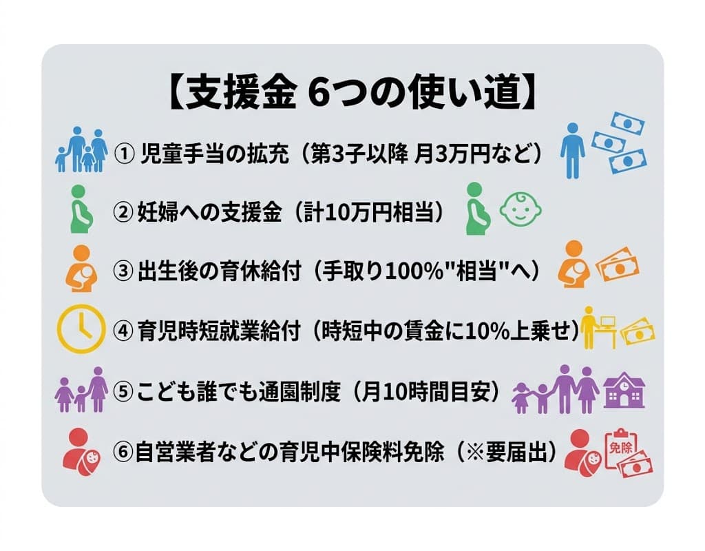 集めたお金の使い道(主な6つ)